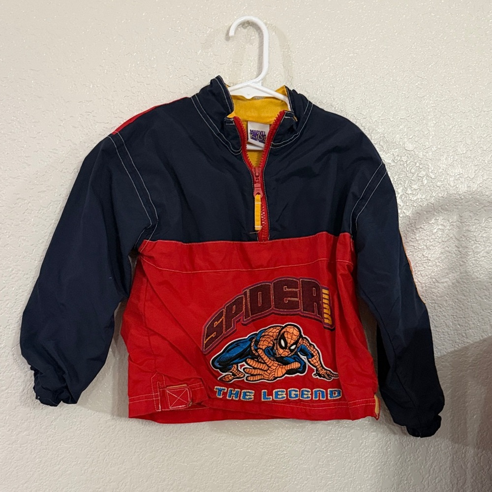 Vintage Marvel Spider-Man Kids Hoodie - Red, Black, and Yellow 2001